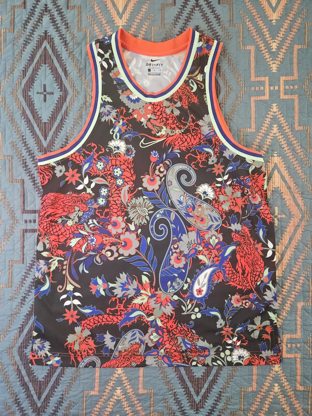 Nike Multicolor Dri-FIT Athletic Tank with Coral Trim